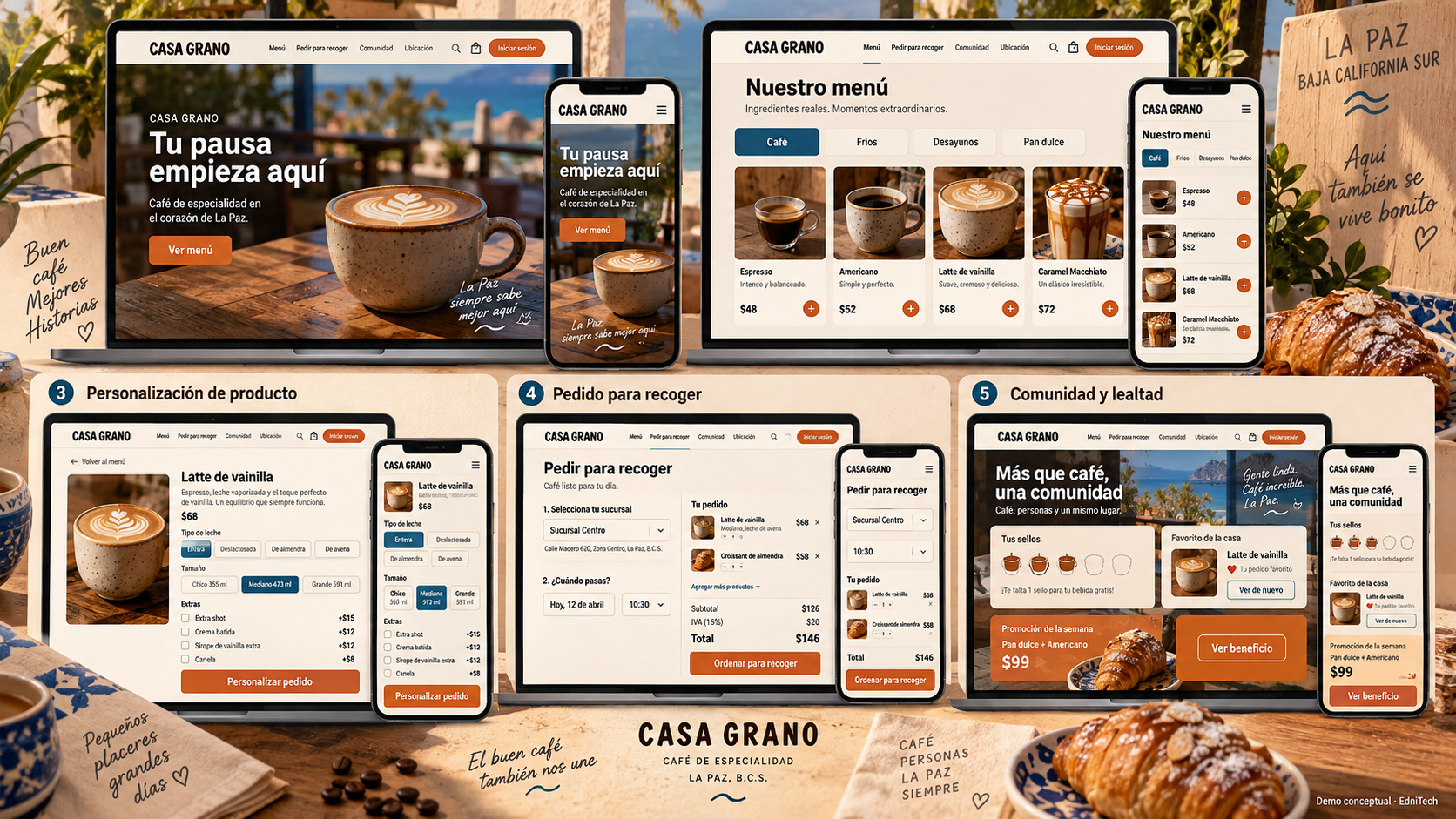 Mockup de sitio para Casa Grano