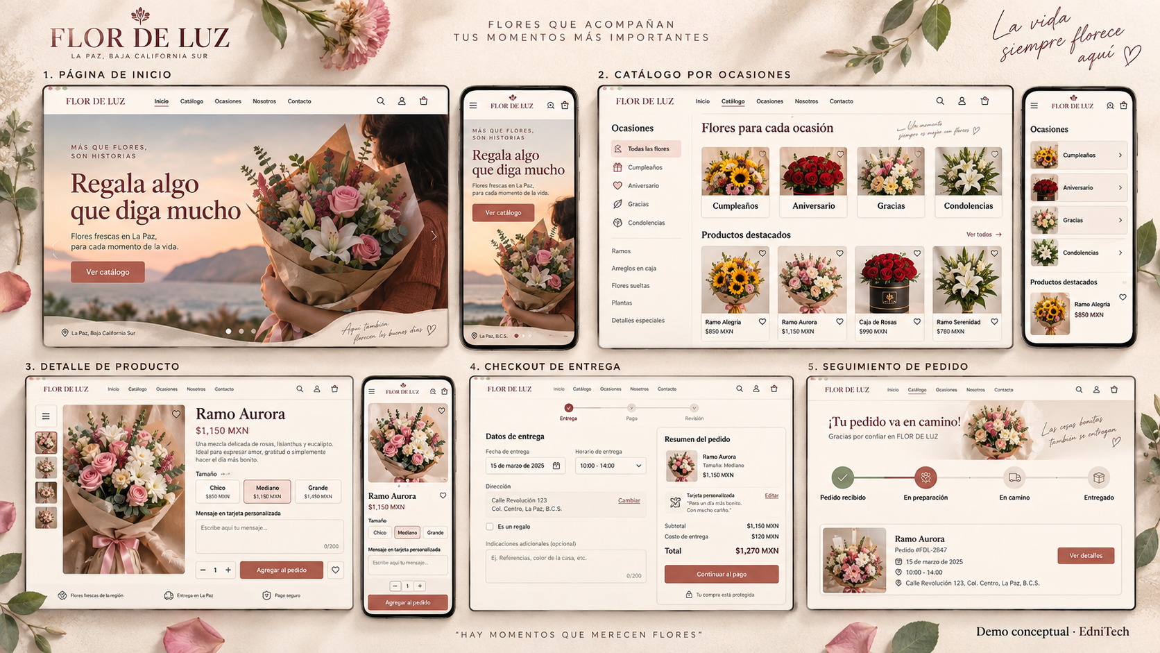 Mockup de tienda digital para Flor de Luz
